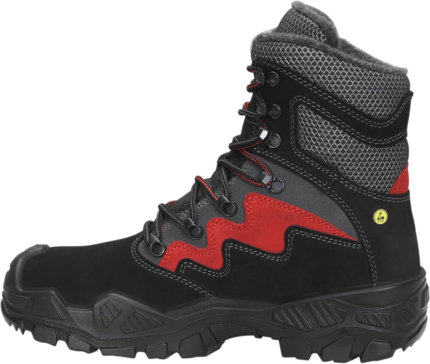 Защитная обувь ELTEN Mick Black-red High ESD S3S CI для мужчин и женщин, кожа/текстиль, стальной защитный носок, легкая, классическая модель — фото 3