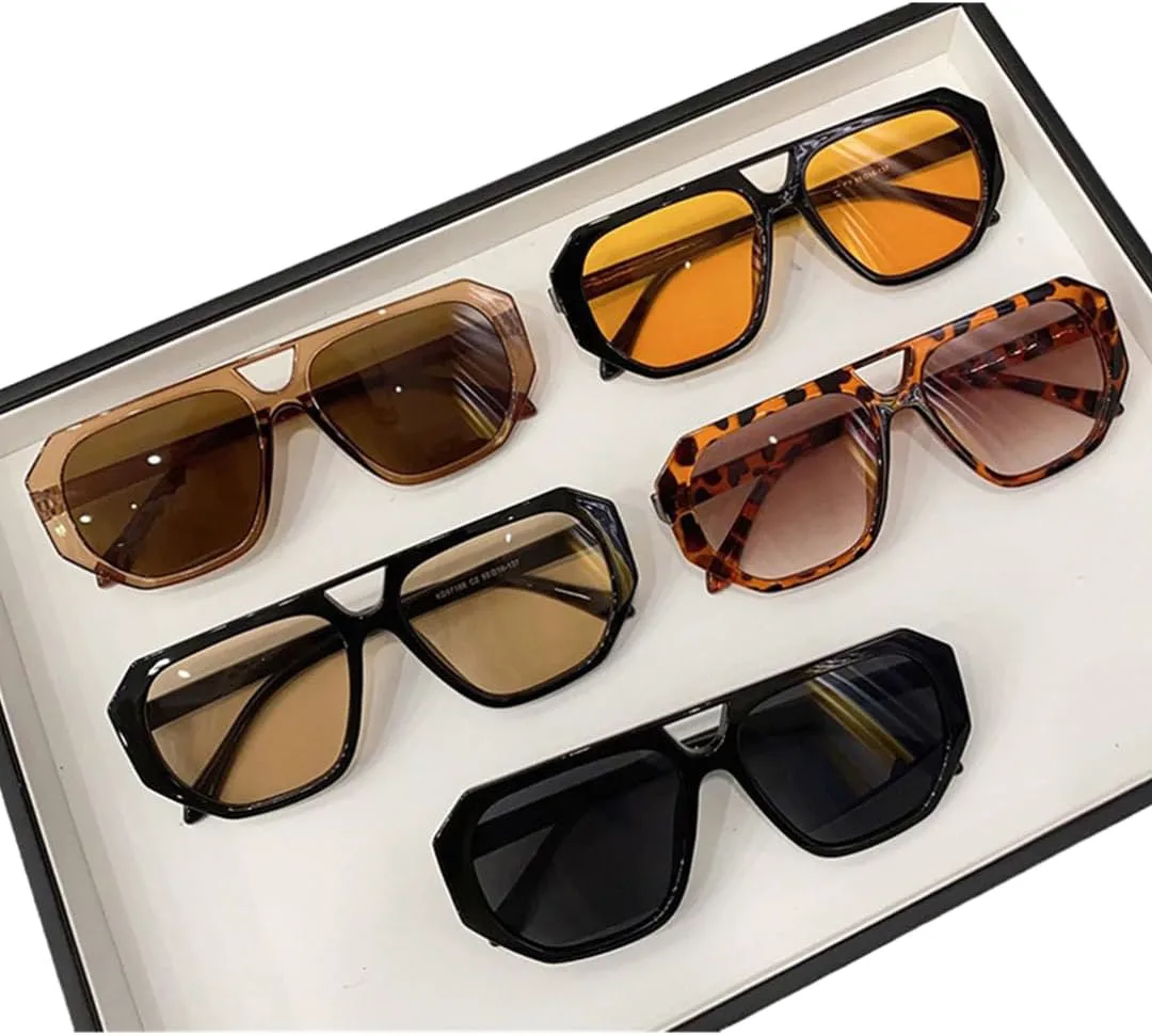 

Классические солнцезащитные очки с двойной перемычкой для женщин и мужчин, модные, в крупной оправе, с защитой от УФ-излучения UV400 VRTRFFTR, Black-black