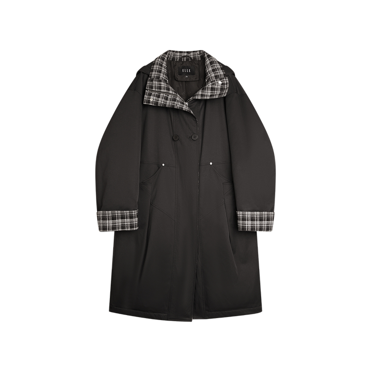 

ELLE Пуховик Women's Black Hooded Moderate Parka