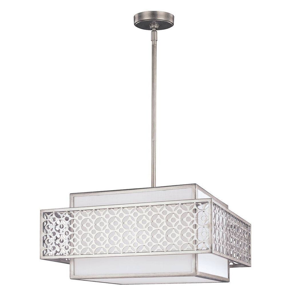

Подвесной светильник Kenney, белое полотно и золотисто-серая рама, 3 лампы Elstead Lighting