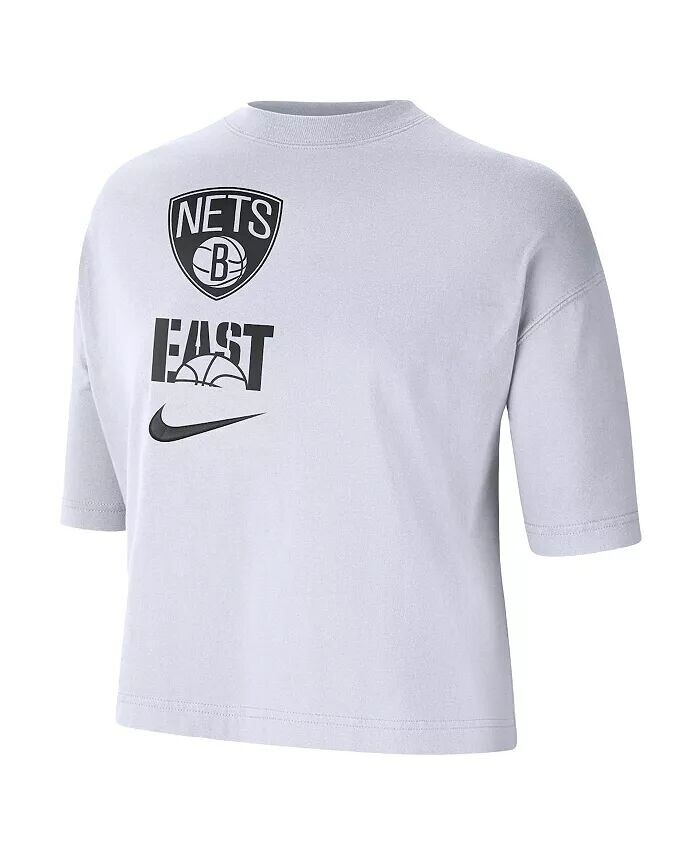 Женская белая футболка свободного кроя Brooklyn Nets Essential Nike — фото 3