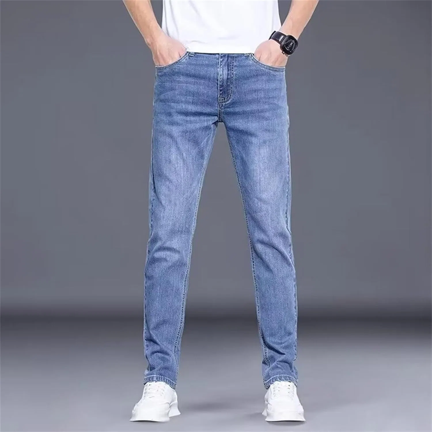 Джинсы прямые Men's Stretch Jeans, синие — фото 2