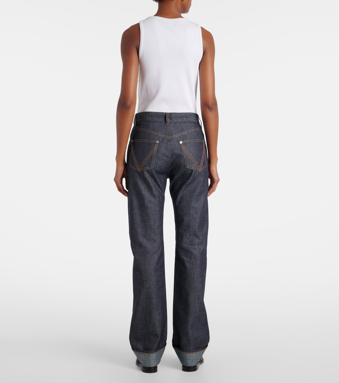 Прямые джинсы средней посадки Bottega Veneta, Indigo — фото 3