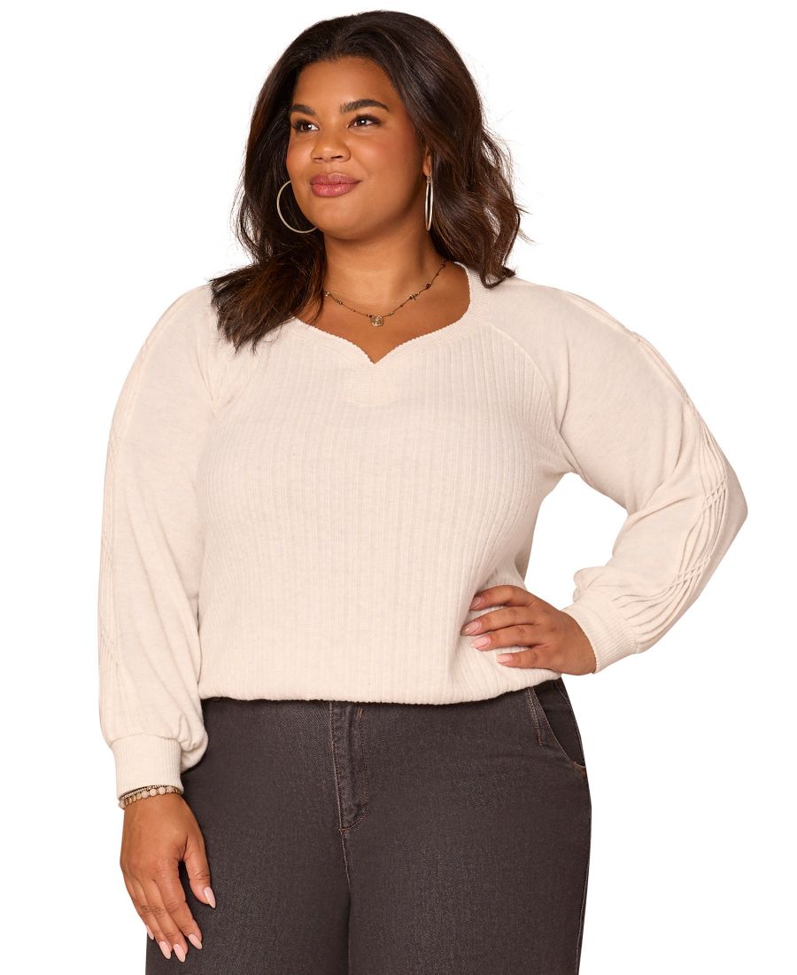 

Вязаный топ большого размера с длинными рукавами и обработанным низом Democracy, Hcr Heather