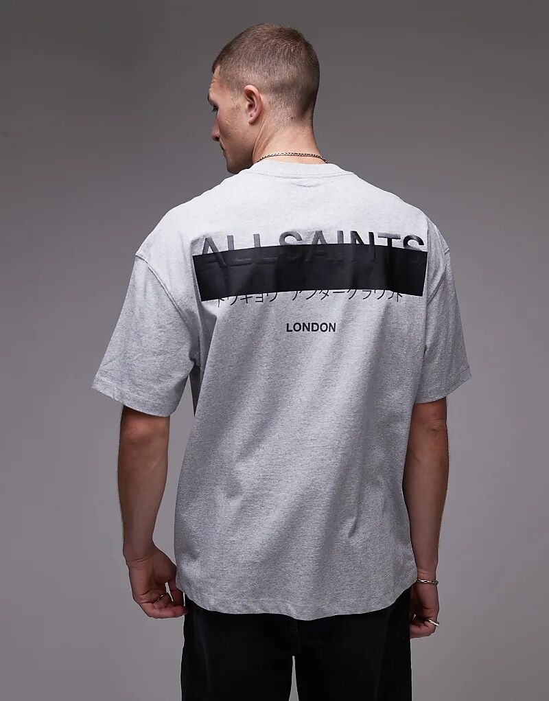 

Футболка Redact oversize с вышитым логотипом серого меланжевого цвета AllSaints