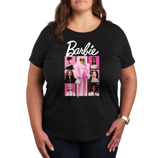 

Футболка с розовым графическим принтом в клетку Plus Barbie, черный
