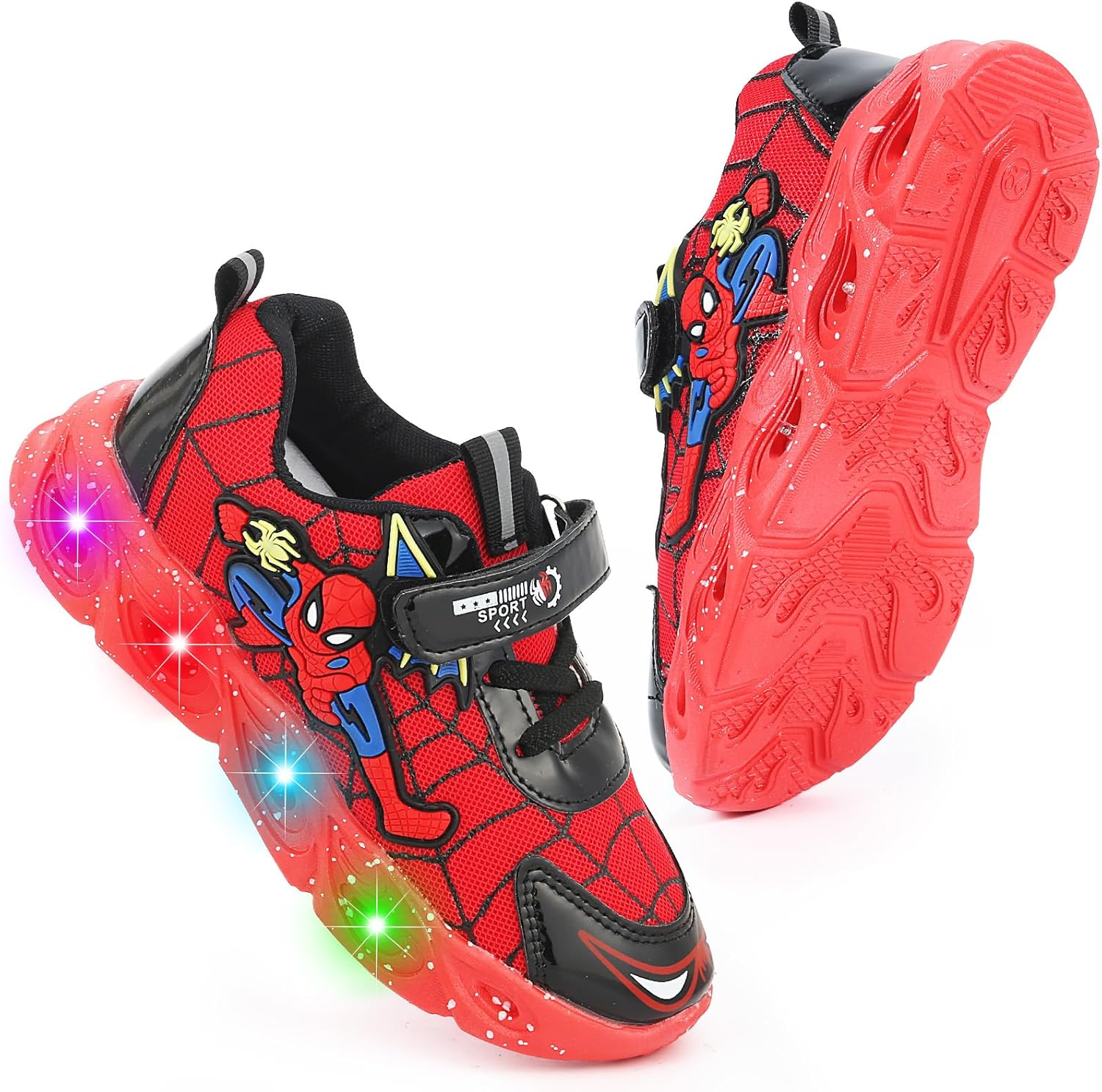 

Кроссовки с подсветкой LED для повседневной носки, снежная принцесса, обувь для малышей и девочек, подарок на день рождения Yaowuquan, красный