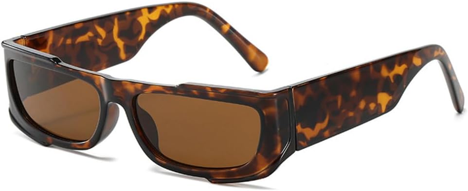 

Винтажные квадратные солнцезащитные очки 2027 года в тренде для женщин и мужчин, солнцезащитные очки для женщин в маленькой оправе в стиле панк, двухцветные MTZJH, Leopard Tea