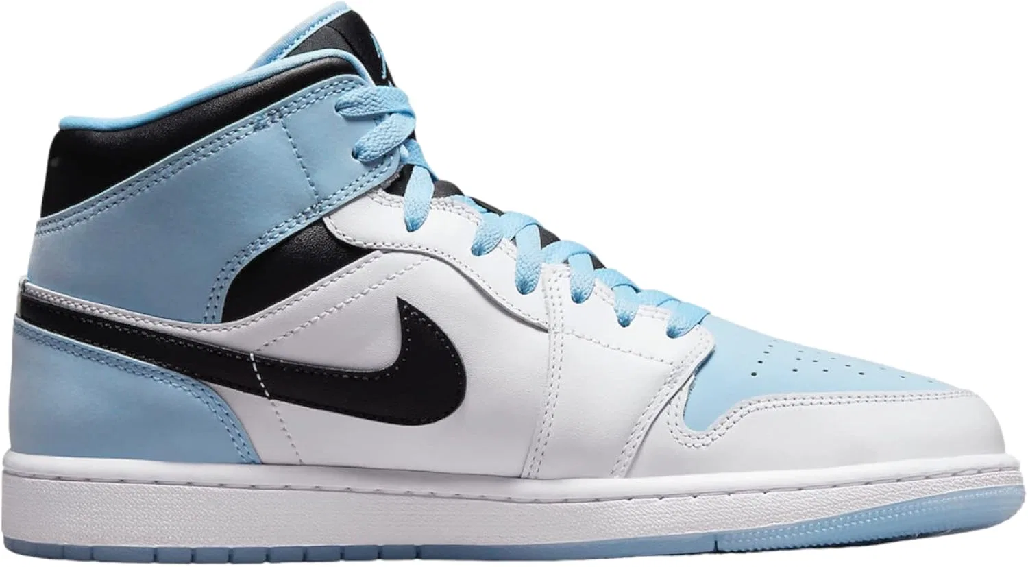 Кроссовки Air Jordan 1 Mid, Nike, White/Ice Blue/Black — фото 3