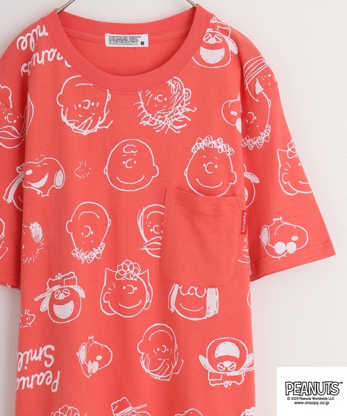 

Футболка с принтом по всей поверхности PEANUTS, коралловый