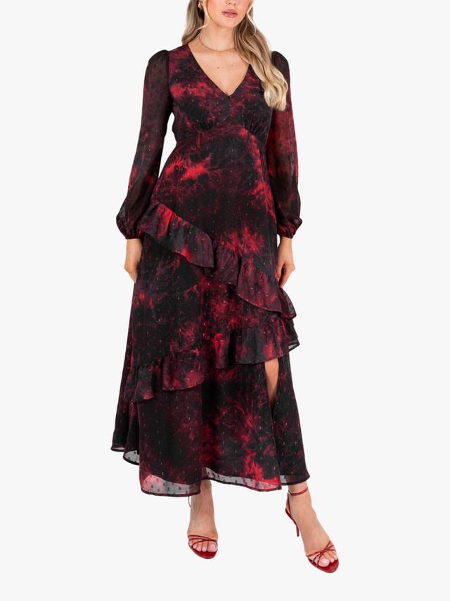 

Платье миди с абстрактным рюшами Lovedrobe, Multi Print