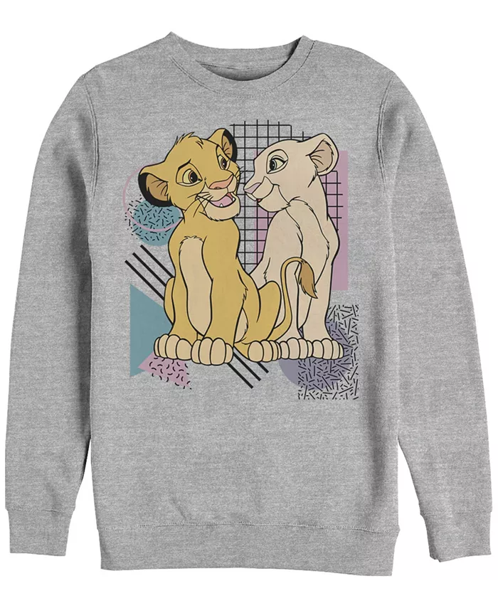 

Disney мужская футболка Lion King ретро Симба и Нала, флисовая толстовка Fifth Sun, серый