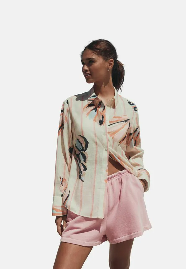 Блузка прямого кроя с длинными рукавами и пуговицами Next, Pink Cream Shell Print