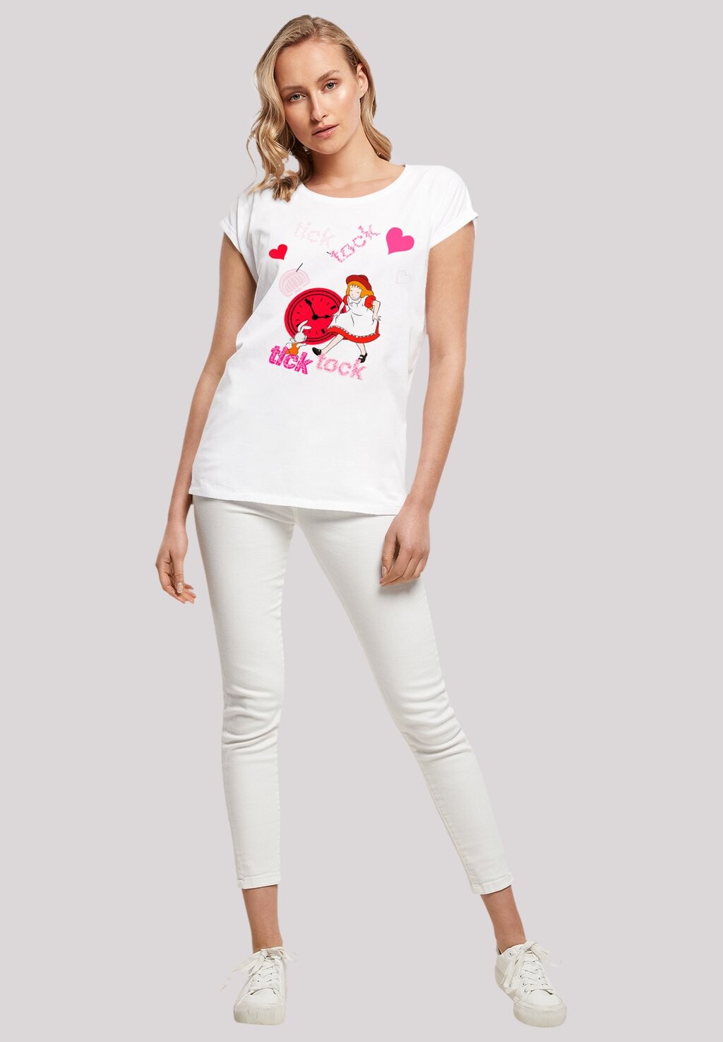 

Футболка с принтом ALICE IM WUNDERLAND TICK TOCK F4NT4STIC, белый