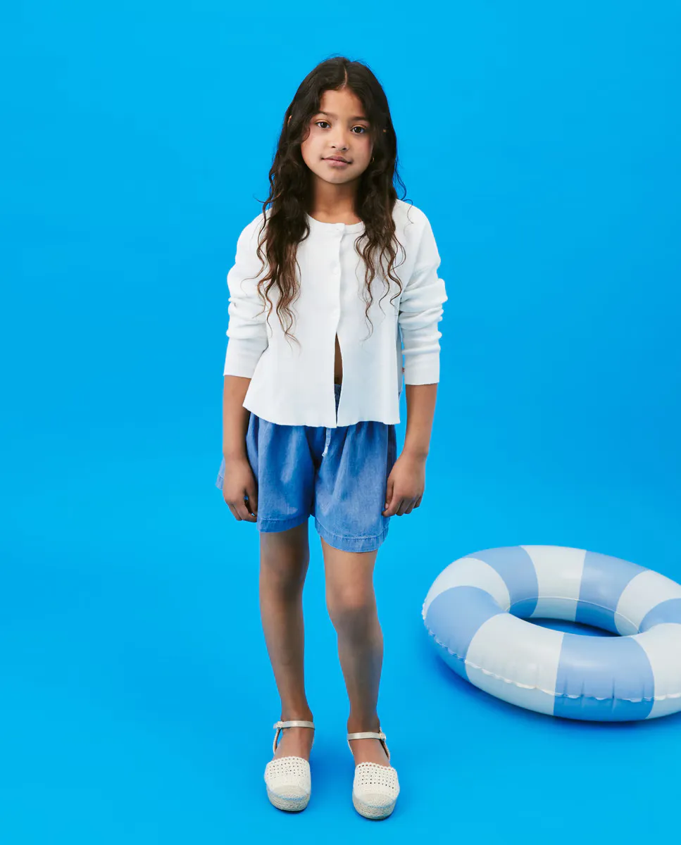 

Шорты-бермуды для девочек с клешем Kids El Corte Inglés, бледно-голубой