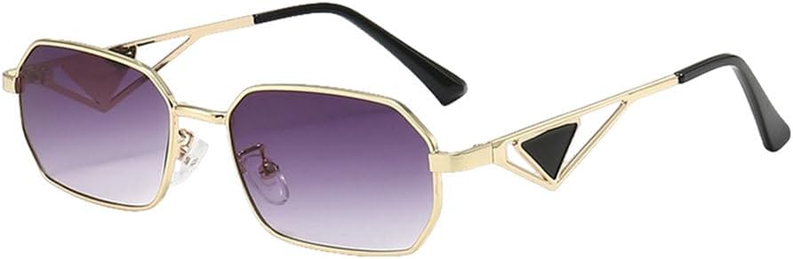 

Модные солнцезащитные очки для женщин в винтажном стиле с металлической оправой, многоугольные солнцезащитные очки, роскошные очки для женщин, золотисто-серые, один размер TYUVIVO