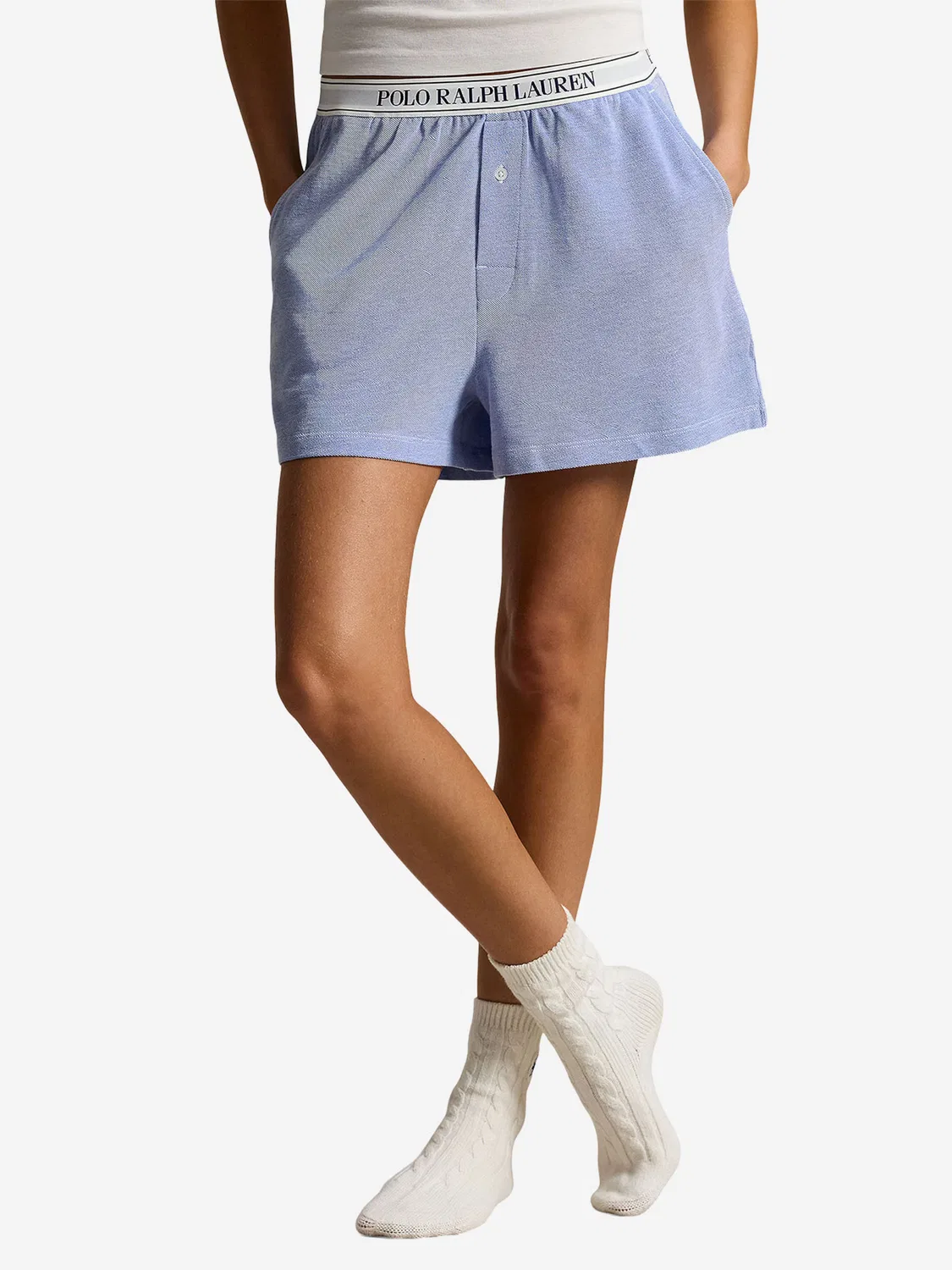 Короткий пижамный комплект 'Вязаная оксфордская ткань' Polo Ralph Lauren, Light Blue — фото 2