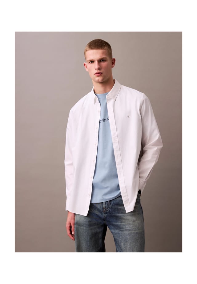 

Повседневная рубашка с длинным рукавом и воротником на пуговицах Calvin Klein Jeans, цвет yaa brilliant whi