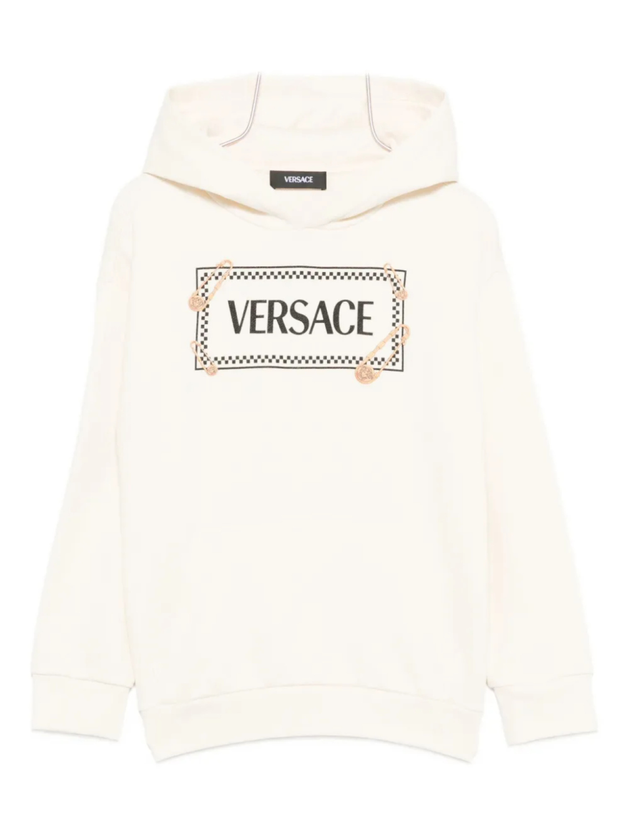 

Толстовка с капюшоном Versace Kids с логотипом в виде английской булавки, нейтральный