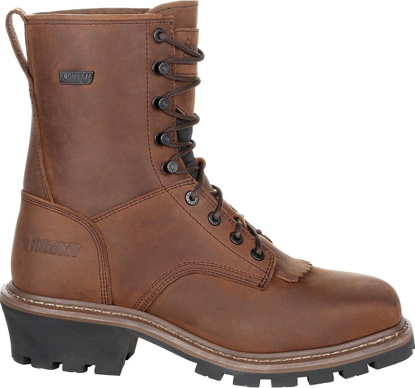 

Мужские ботинки ROCKY с квадратным носком, композитным подноском и водонепроницаемые, темно-коричневый