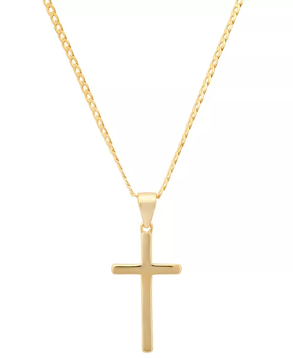 

Мужское кубинское ожерелье с цепочкой и крестиком, покрытое 14-каратным золотом Steeltime, gold