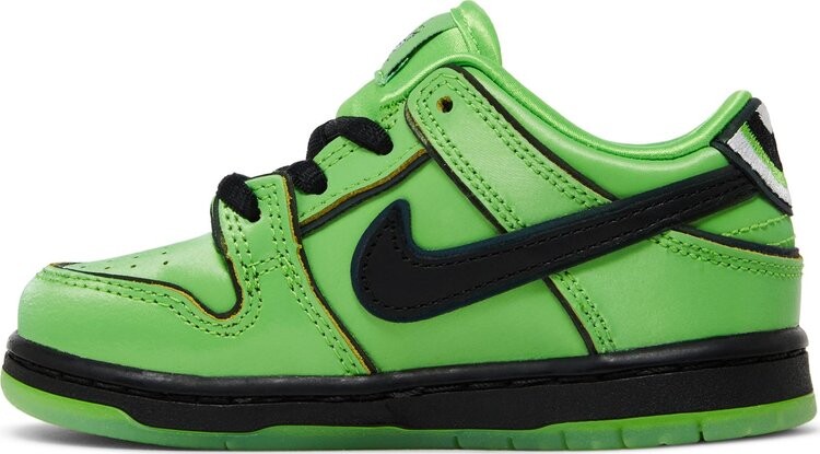 Кроссовки The Powerpuff Girls x Dunk Low Pro SB QS TD 'Buttercup', зеленый — фото 3