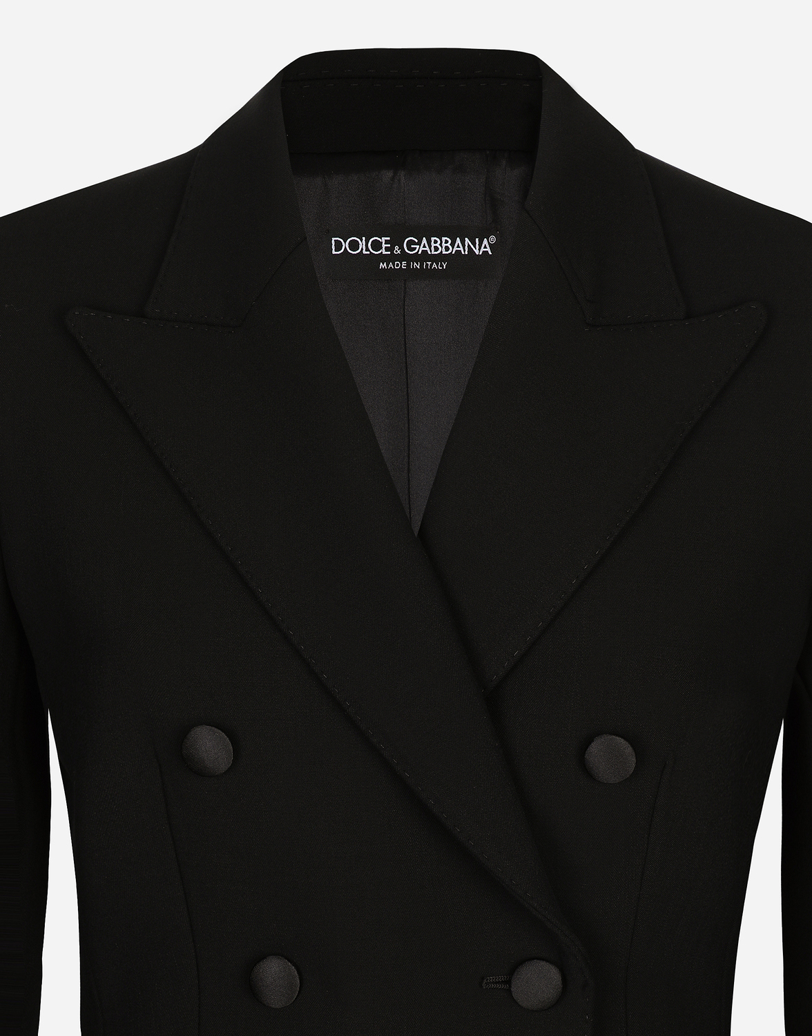 Двубортный шерстяной пиджак dolce с утепленными боковыми вставками Dolce & Gabbana, черный — фото 3