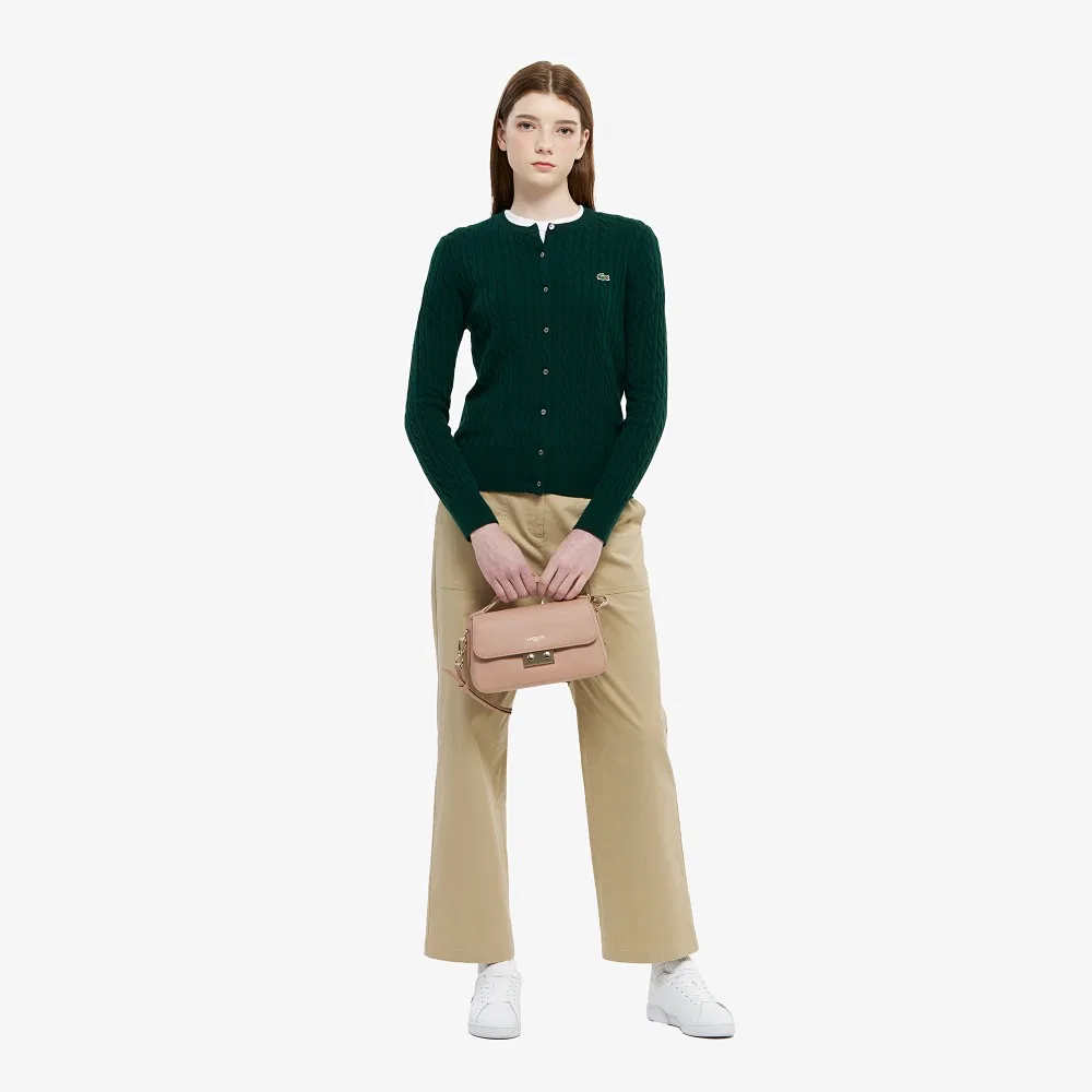 Кардиган Lacoste с кабельным узором, тёмно-зелёный — фото 4