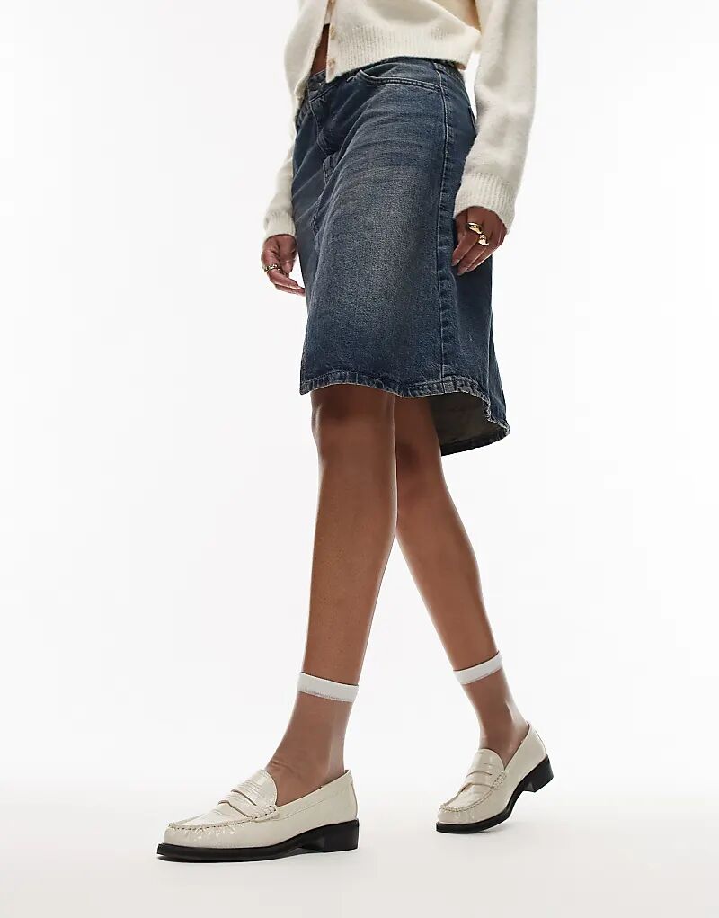 Лоферы Carter с отделкой сборками и крокодиловым принтом кремового цвета Topshop — фото 4