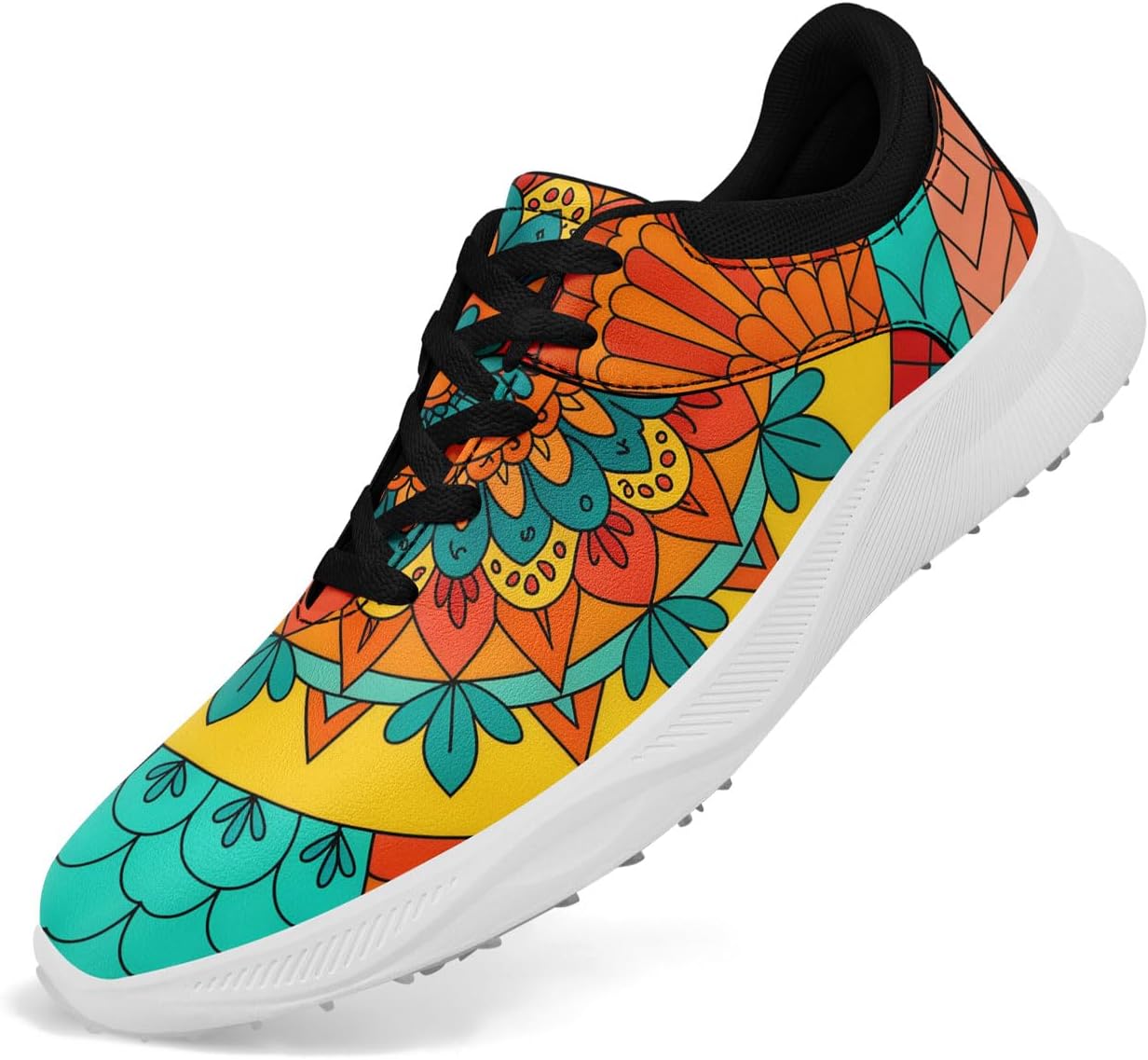 

Мужские и женские модные гольф-туфли с принтом мандалы, яркие, дышащие, без шипов, стильные, удобные, на шнуровке, кроссовки для гольфа Coolcustomize, белый/черный/желтый/оранжевый/голубой