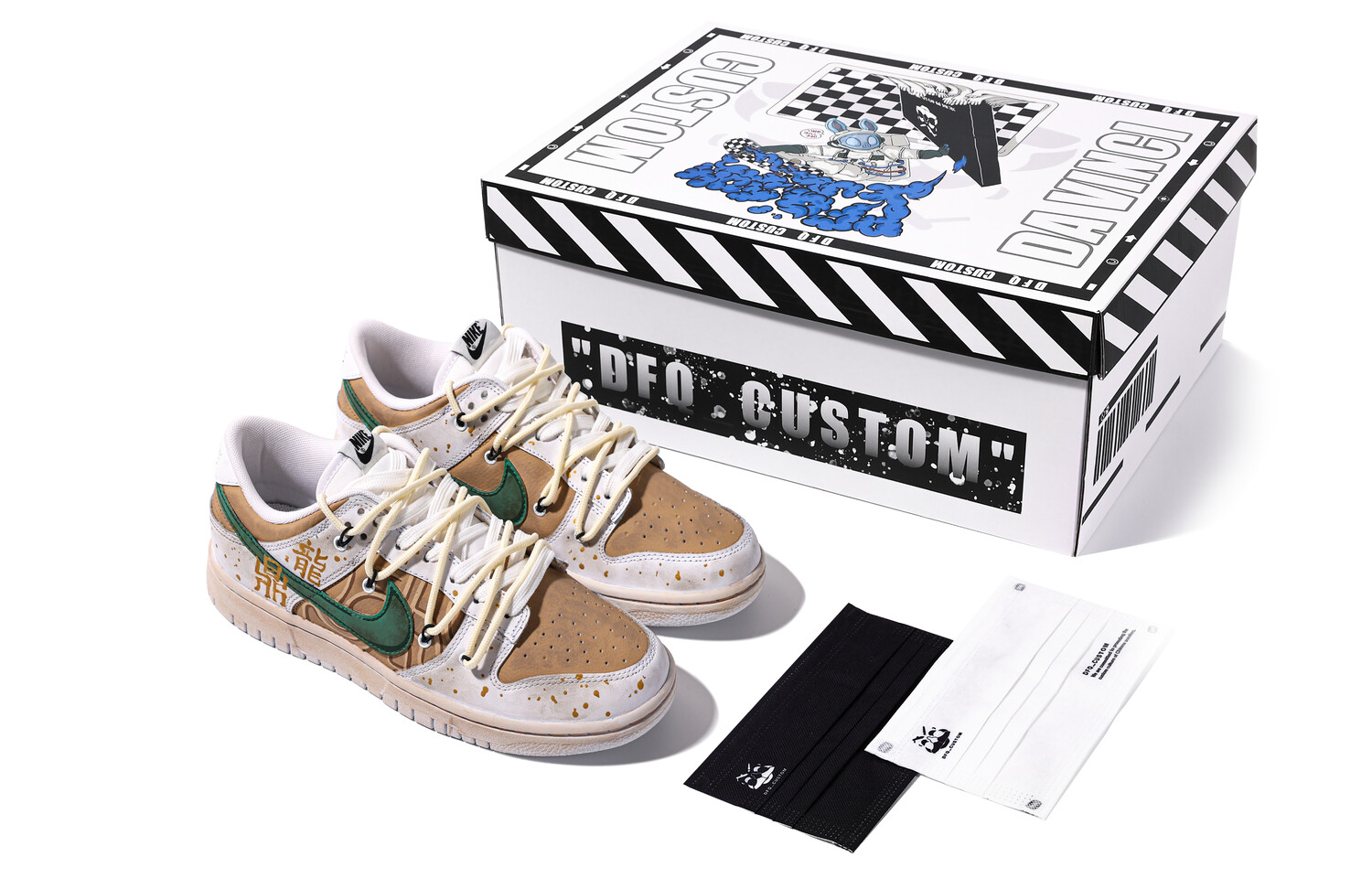 

Кроссовки Nike Dunk Skateboarding Shoes Women's Low-top White/green/light Brown, белый