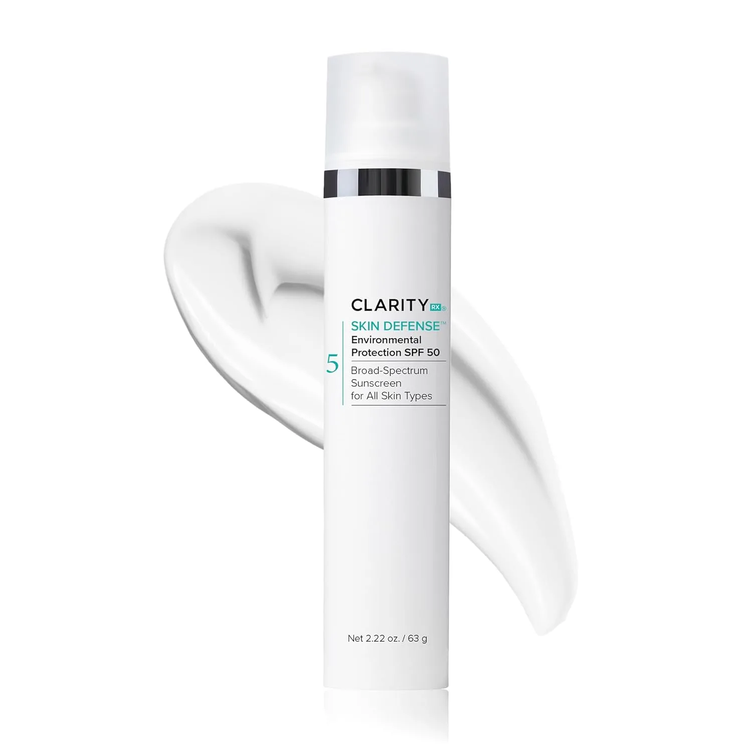 ClarityRx Skin Defense Broad-Spectrum SPF 50, натуральный увлажняющий солнцезащитный крем для лица и тела на растительной основе с цинком и гиалуроновой кислотой (57 г)