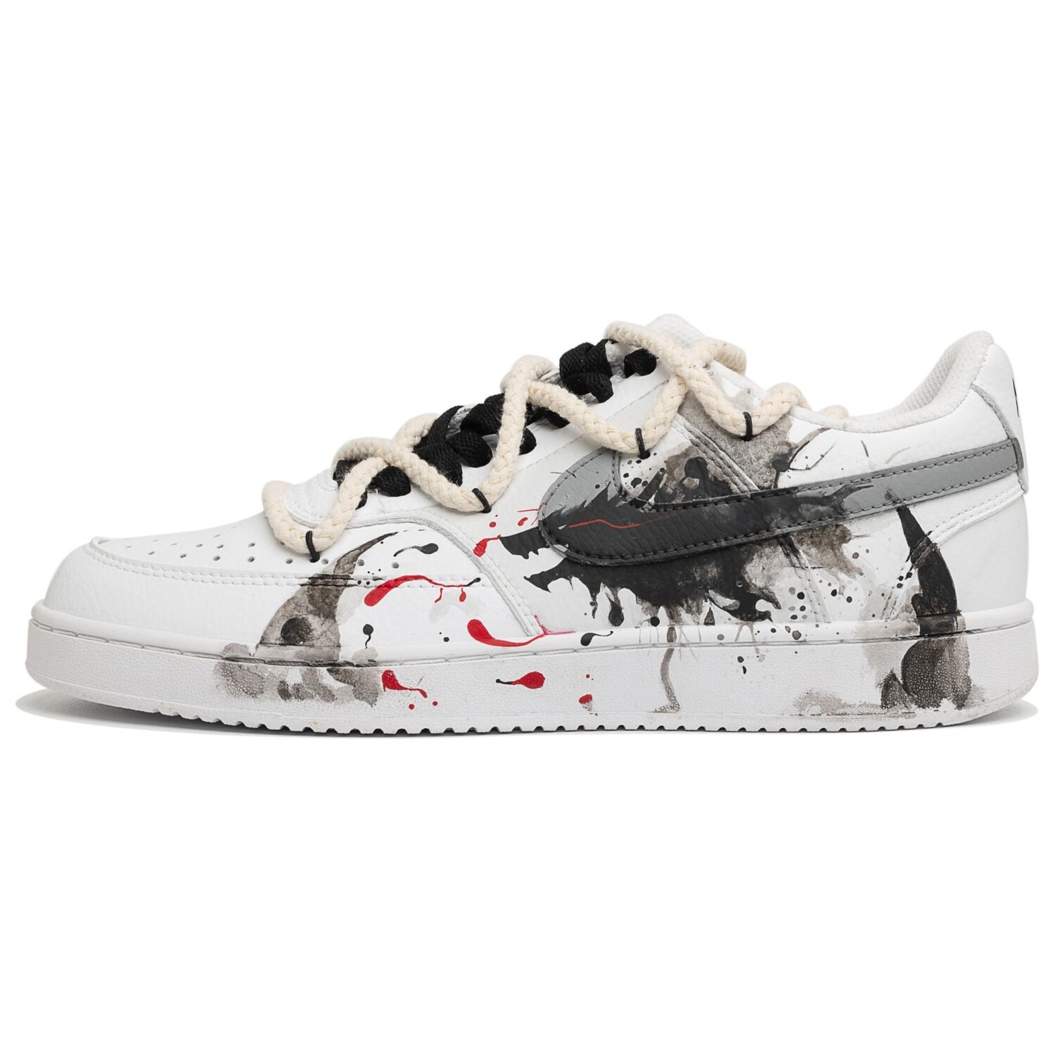 

Кроссовки Nike Court Vision 1 Skateboard Shoes Men Low-Top Black White, Черный, Кроссовки Nike Court Vision 1 Skateboard Shoes Men Low-Top Black White