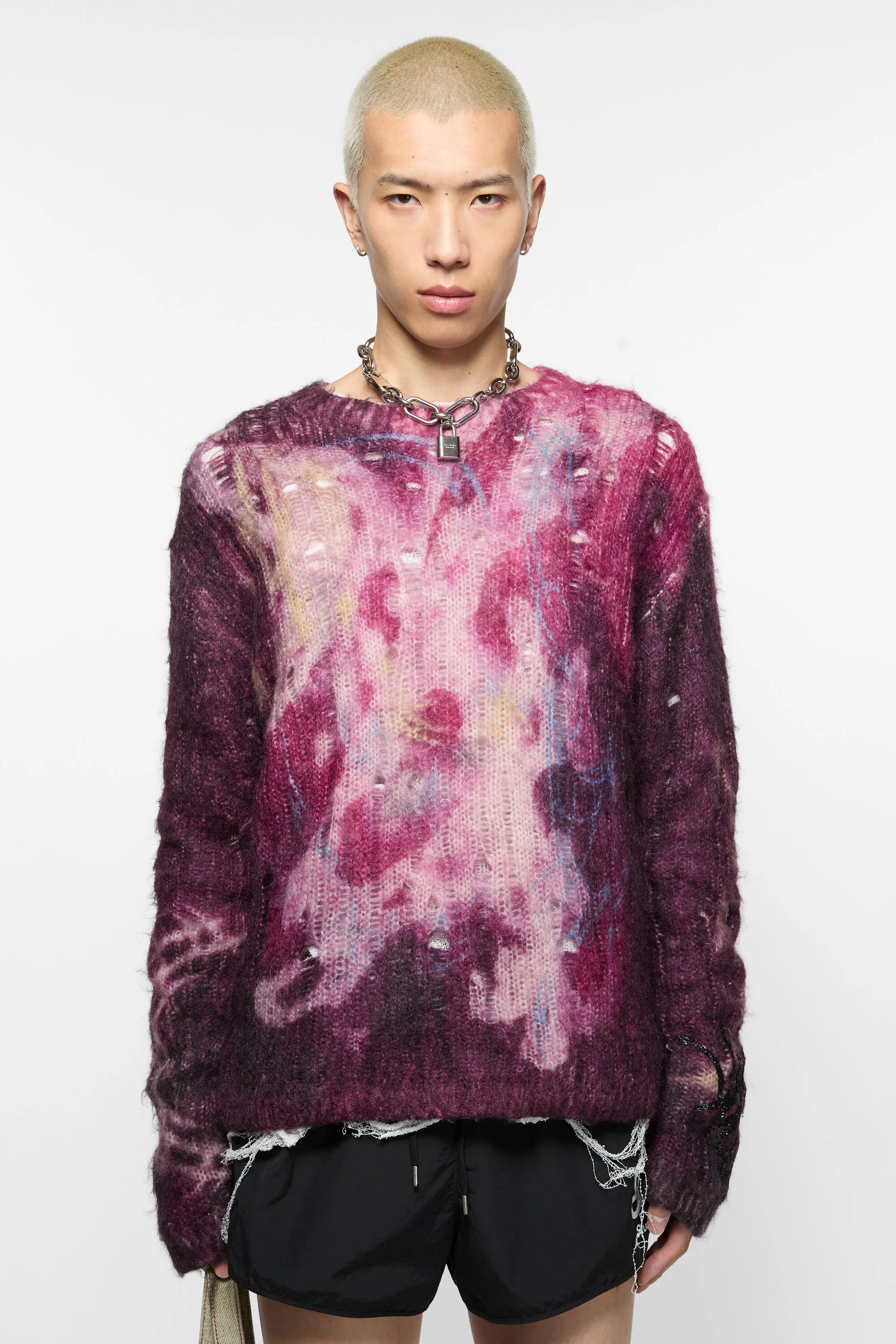 

Вязаный джемпер с принтом Acne Studios, темно-фиолетовый