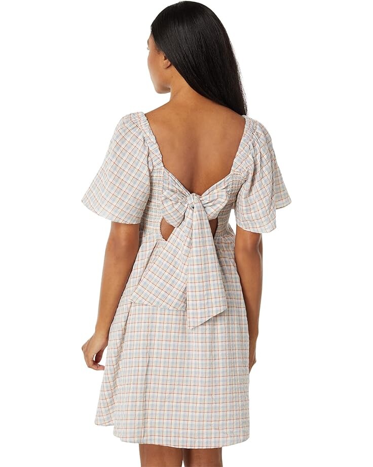 

Платье Madewell Seersucker Lucie Tie-Back Mini Dress in Plaid, цвет Terrace Blue
