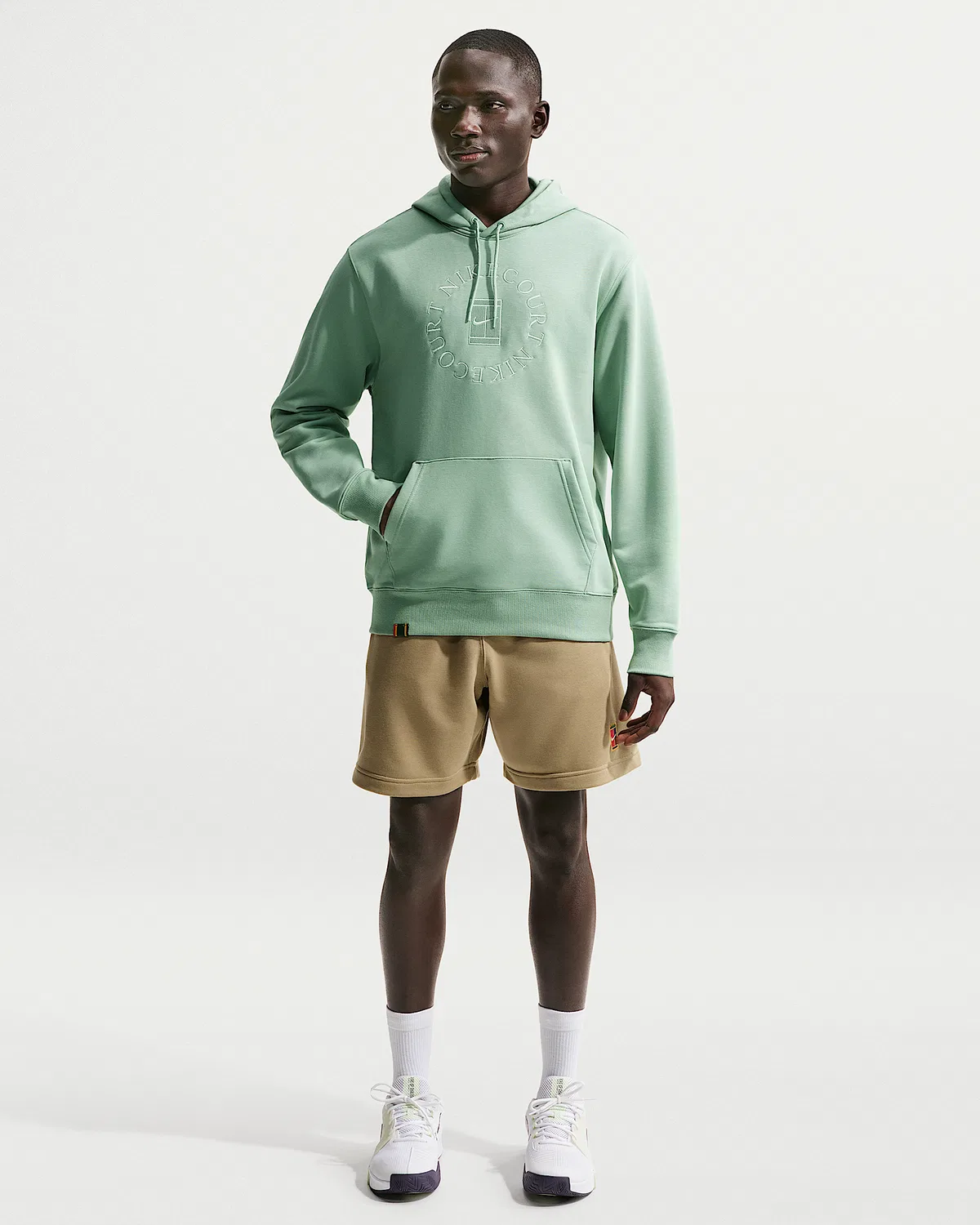 Мужская теннисная худи-пуловер NikeCourt Heritage Dri-FIT French Terry, Steam — фото 4