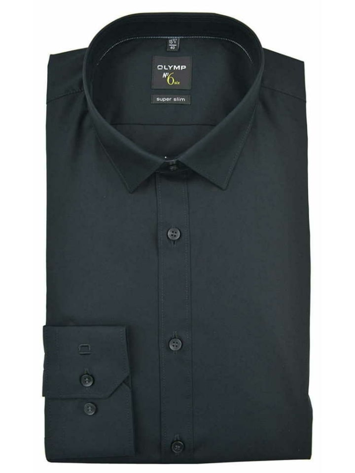 

Мужская деловая рубашка с длинными рукавами черного цвета OLYMP