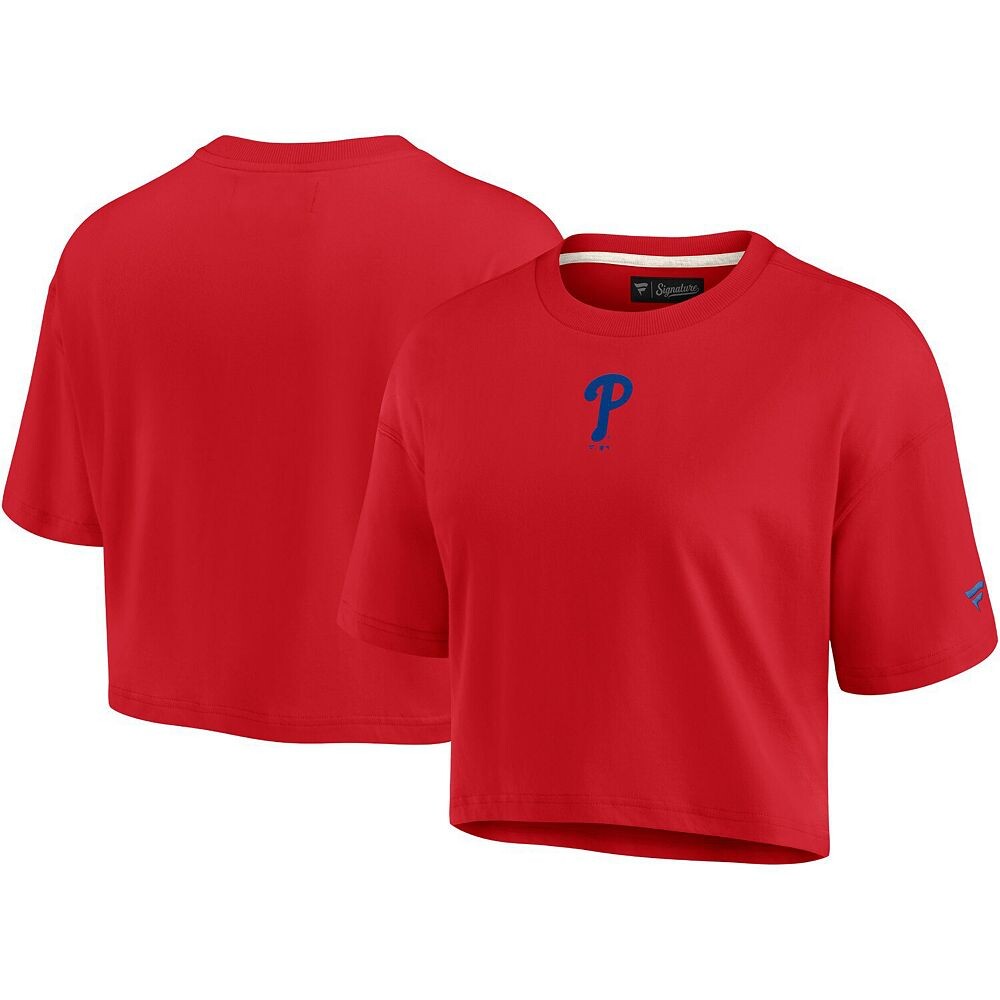 

Женская укороченная футболка Fanatics Signature Red Philadelphia Phillies Elements Super Soft Boxy, цвет Phl Red