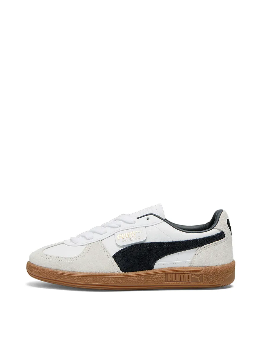 Кожаные кроссовки Палермо Puma, цвет Puma White-Vapor Gray-Gum