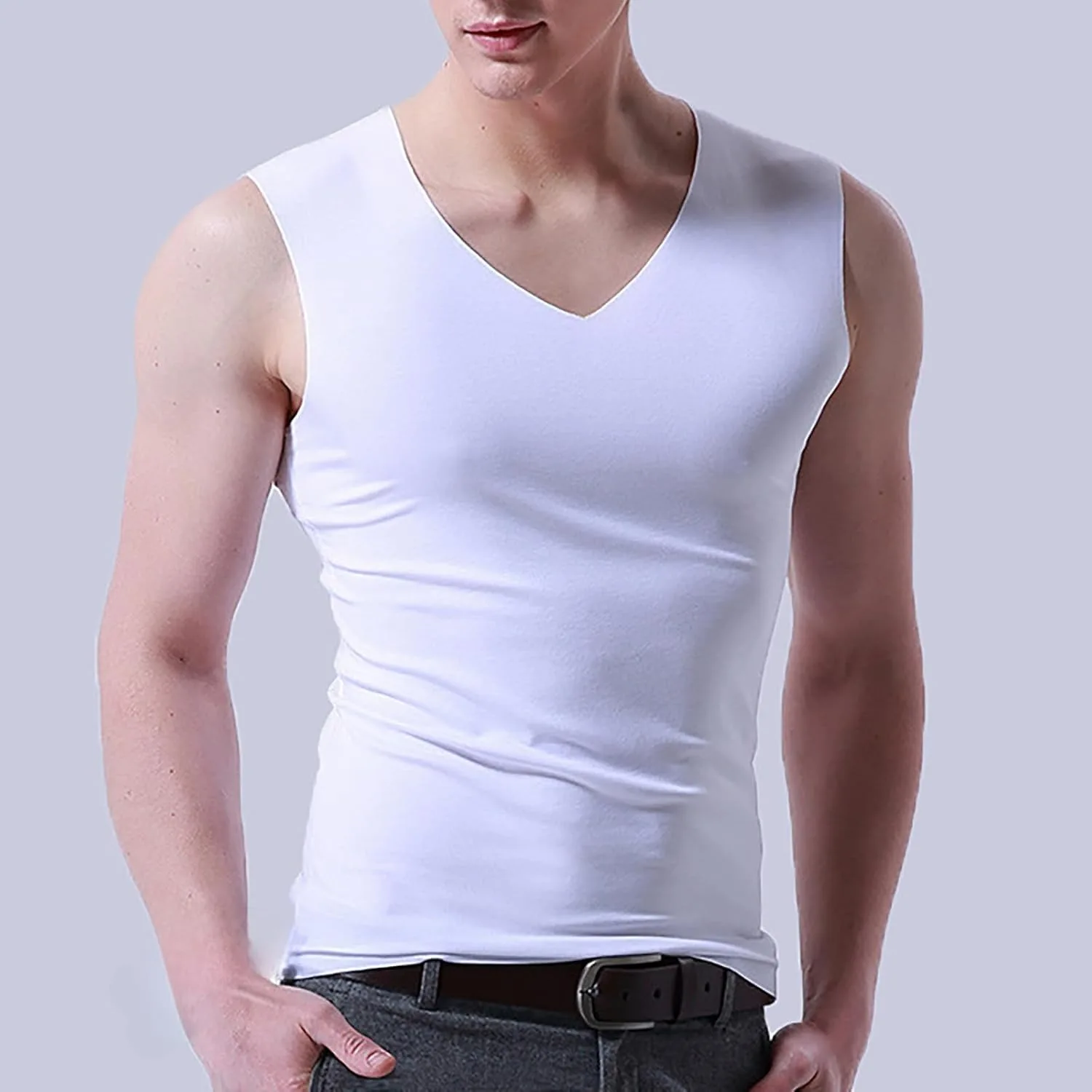 

Мужская майка Slim Fit V-образным вырезом Ice Silk для тренировок Kenhansion