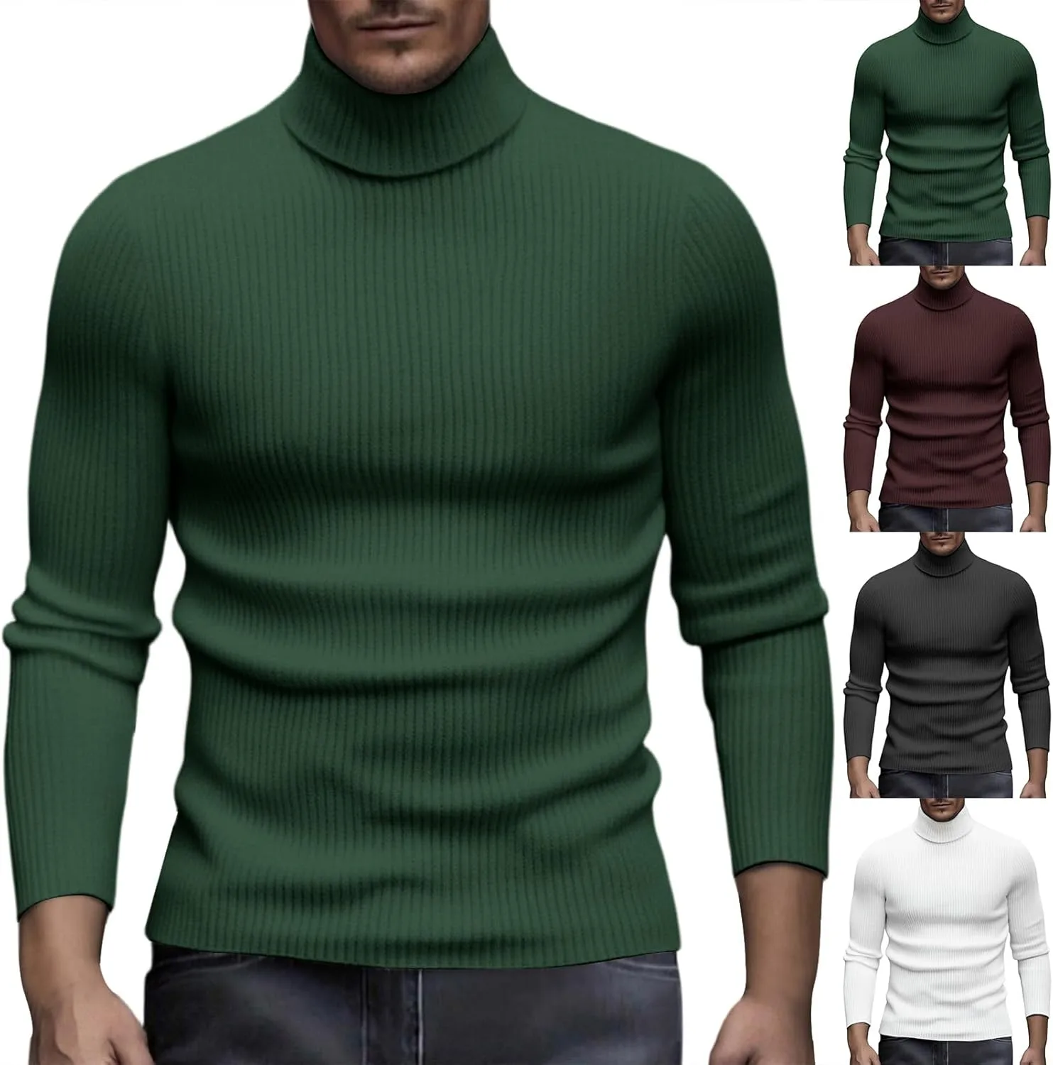 

Термокостюмный свитер-водолазка для мужчин Casual Thermal Knitted Pullover Top Long Sleeve Slim Fit Soft Plain Ribbed moolBeko