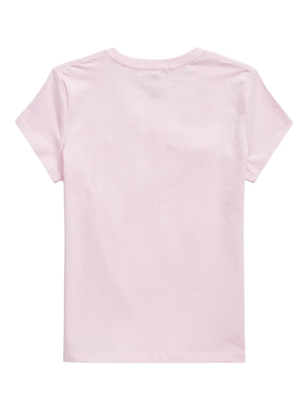 Футболка с вышивкой и v-образным вырезом POLO RALPH LAUREN KIDS, розовый — фото 2