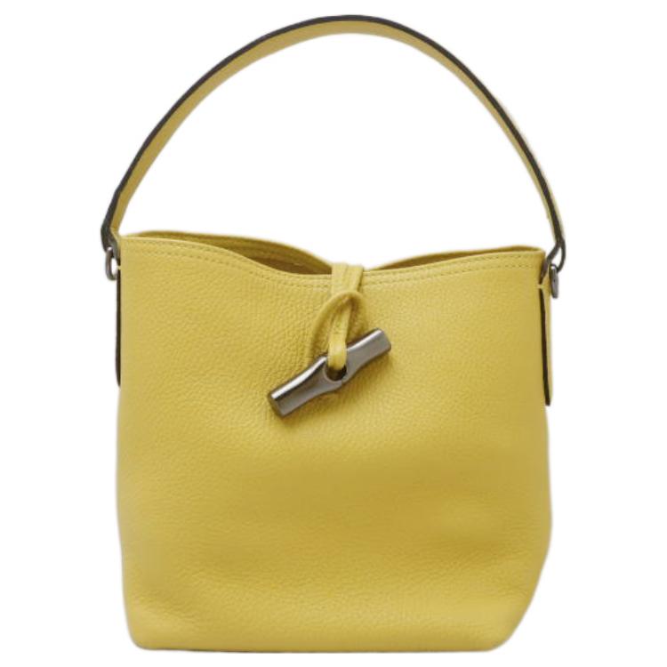 

LONGCHAMP Сумка-ведра из коровьей кожи Roseau, женская, на одно плечо, небольшого размера, желтого цвета