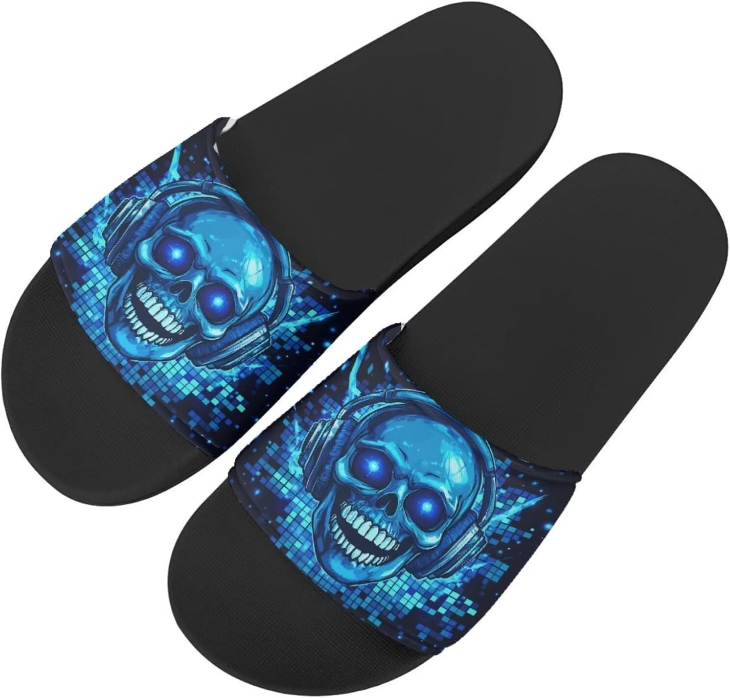 

Тапочки Howilath с оригинальным узором для женщин и мужчин, нескользящие шлепанцы с одной лямкой, открытый носок, мягкая подошва, плоские сандалии, синий