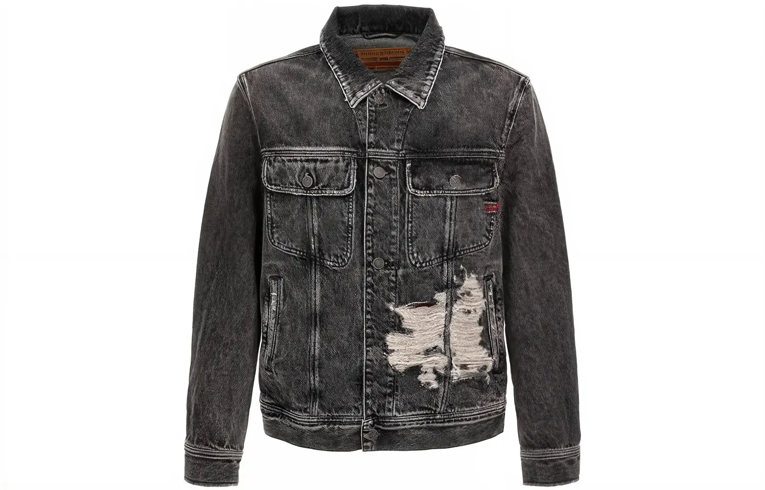 DIESEL Джинсовая удлиненная косуха с длинными рукавами, Gray — фото 3