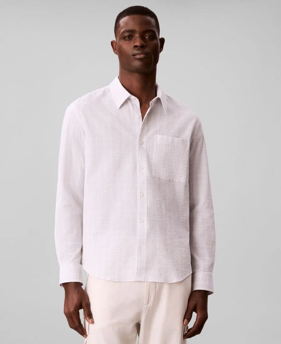 Мужская рубашка с длинными рукавами из жатого поплина Calvin Klein, Brilliant White