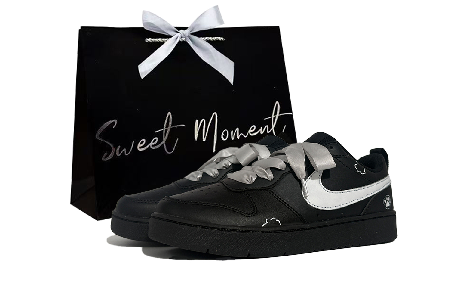 

Nike Court Borough Grip Slip Resistant низкие скейтборд кроссовки Black детские