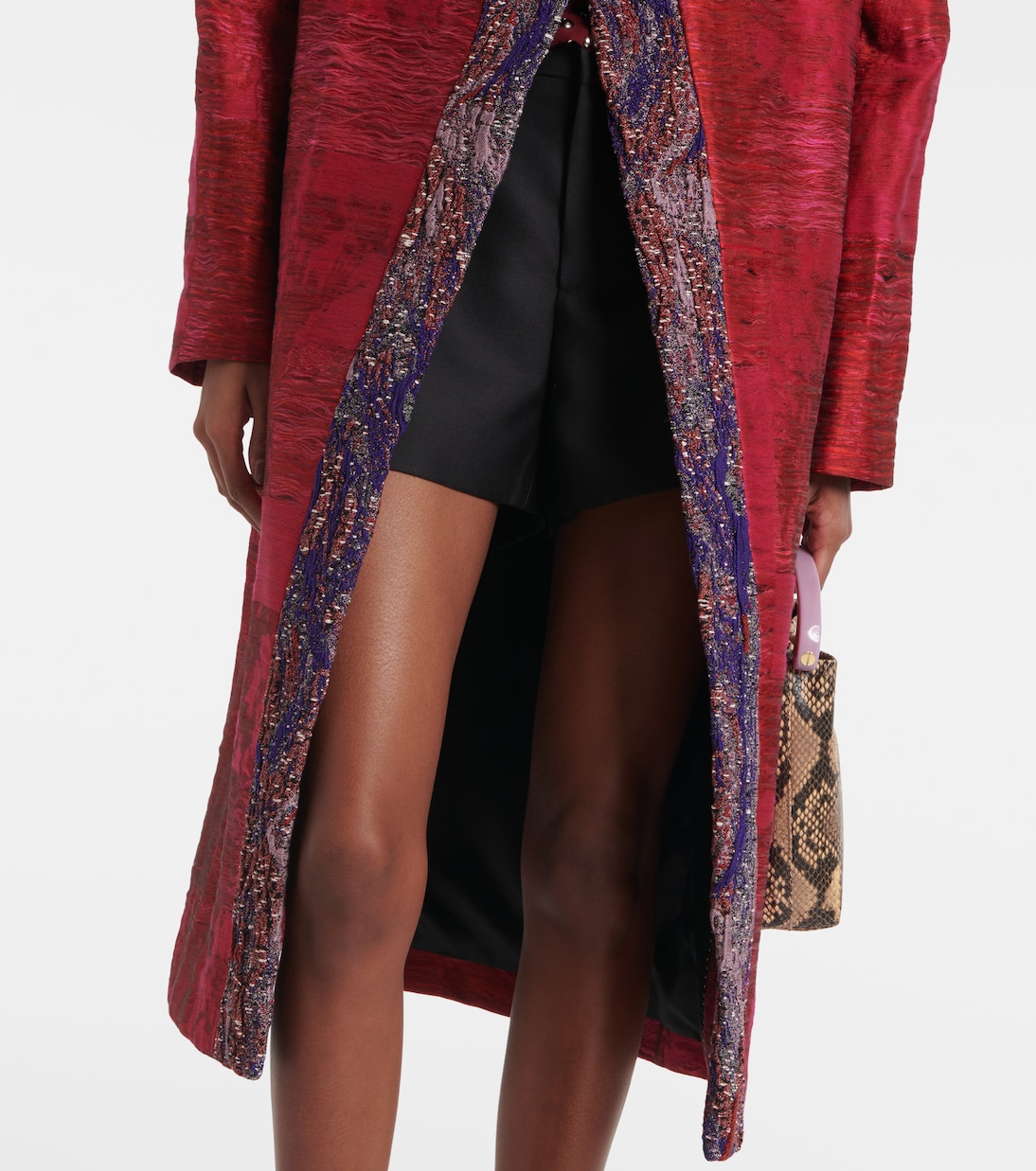 Пальто из жаккарда с добавлением хлопка Dries Van Noten, фуксия — фото 4