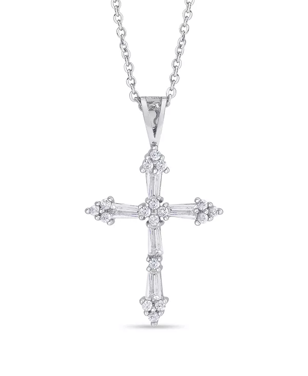 

Подвеска-Крест из кубического циркония, 18 дюймов, серебряная или золотая пластина Macy'S, silver