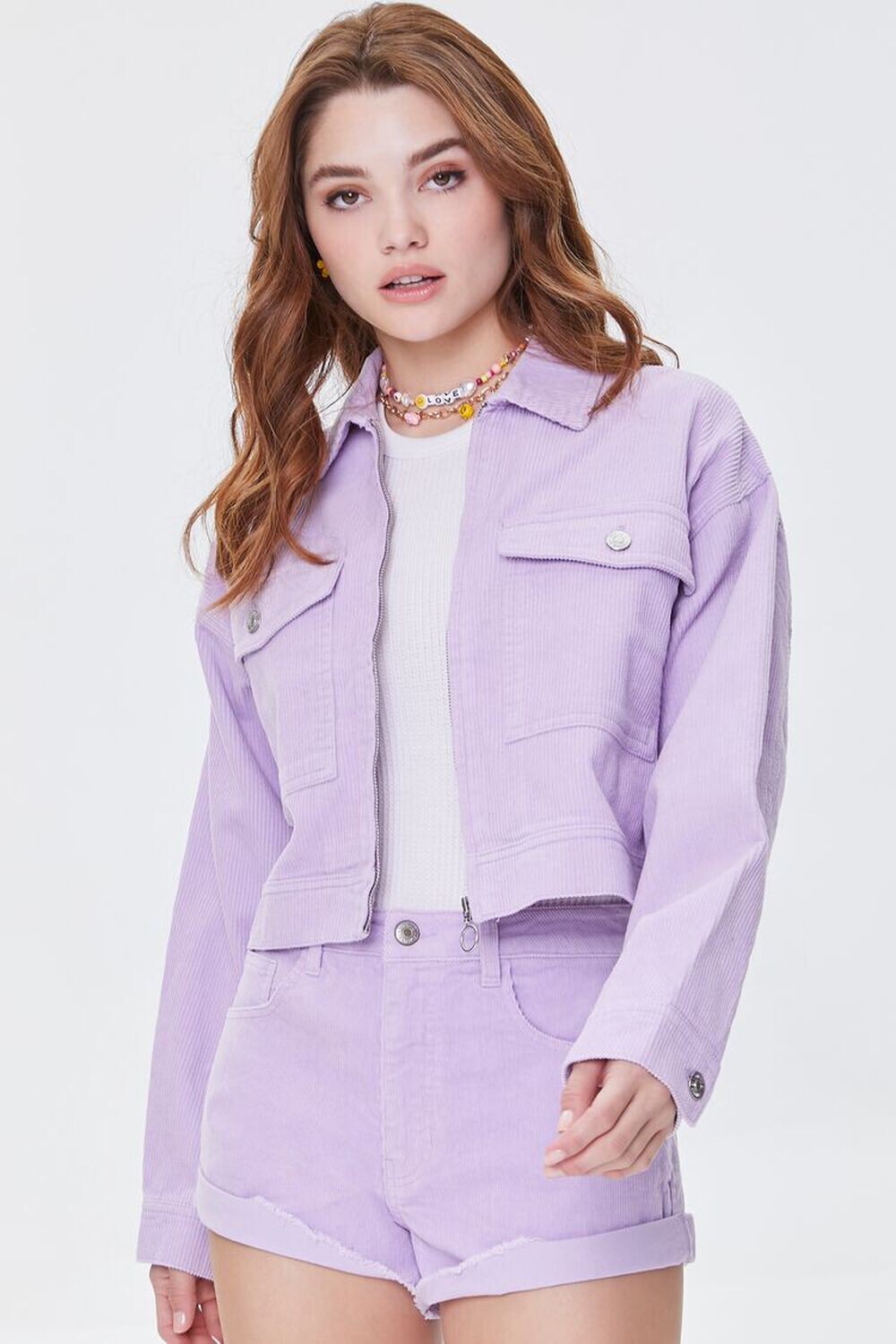

Вельветовые шорты с манжетами Forever 21, лавандовый